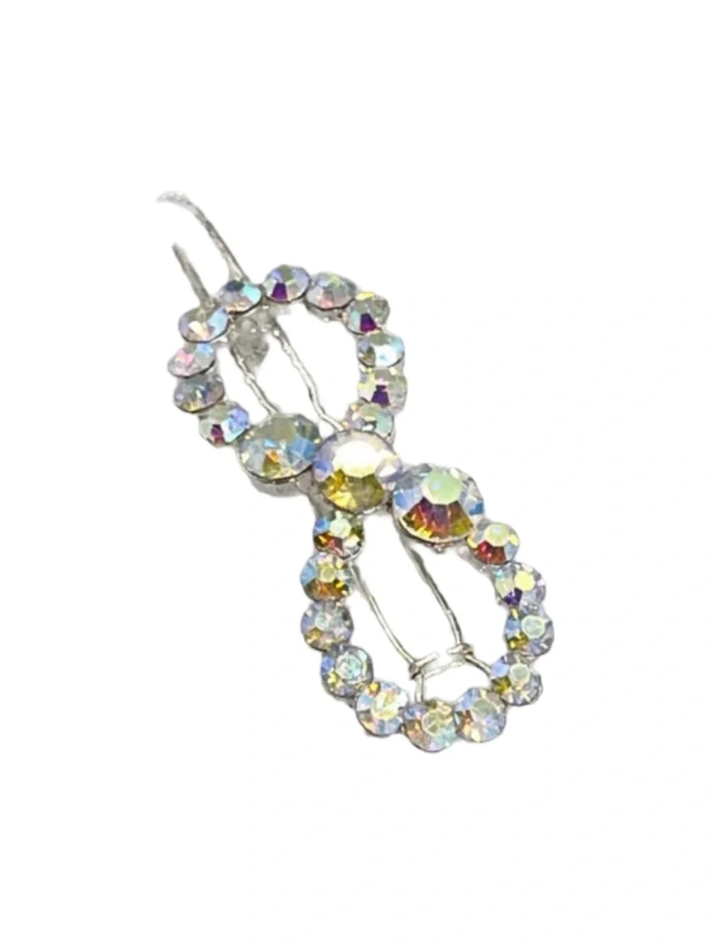 Crystal Rhinestone Figure-Eight Hair Clip - Aurora Borealis FINAL PRICE DROP